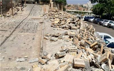 تخریب بخشی از جان پناه گذر تاریخی معزی در دزفول