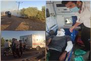 امدادرسانی به مصدوم حادثه تصادف خودرو پژو در جاده سنجر شهرستان دزفول